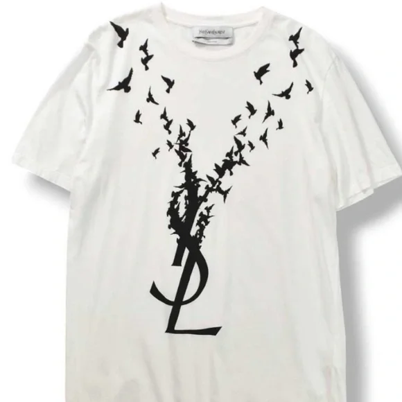 Yves Saint Laurent White and Black Graphic T-Shirt - Picture 4 of 6